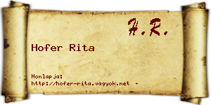 Hofer Rita névjegykártya
